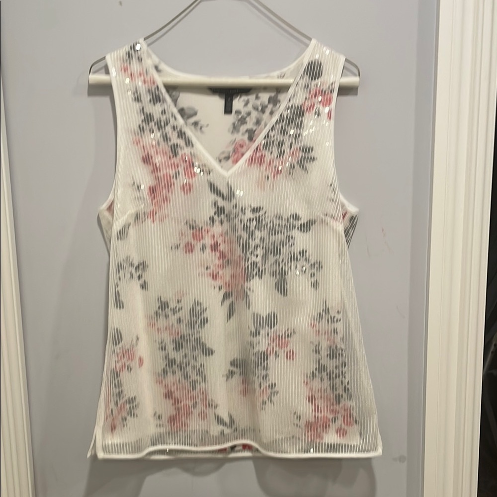 Floral Sleeveless Top - White and Pink